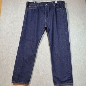 Levi's 505 Jeans Mens 42x30 Blue Denim Premium Flat Front Straight Leg Preppy